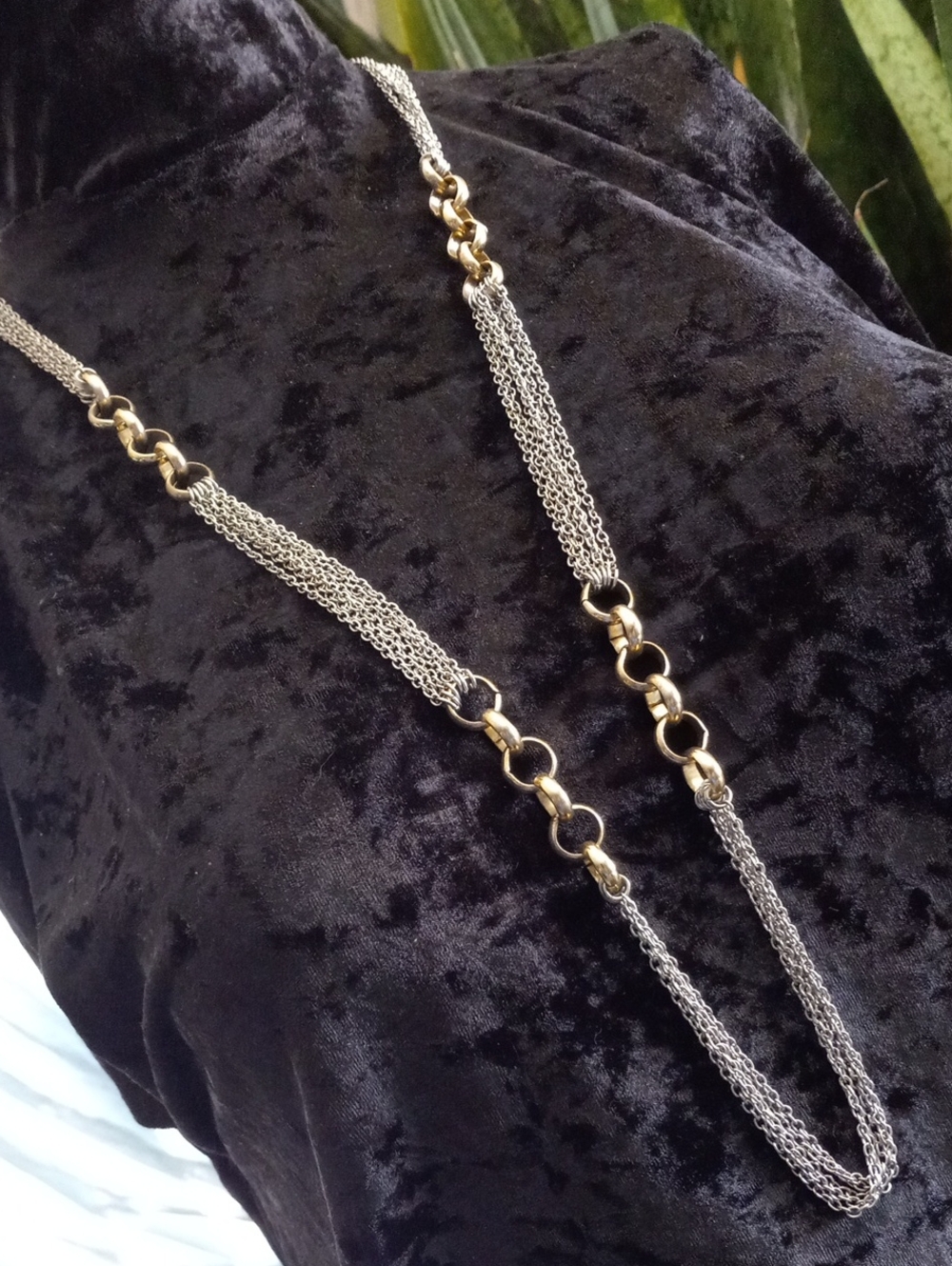 Two-Tone Silver and Gold Multi-Chain Necklace 28-30 In. L